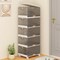 Stackable Storage Bin With Wheels Foldable Cube Organizer For Closet Bedroom Pantry White Brown PP ABS